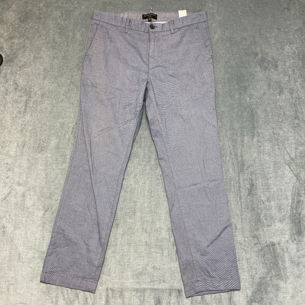 Banana Republic Slim Fit Chino Pants Mens 33x30 Blue Houndstooth Flat Front